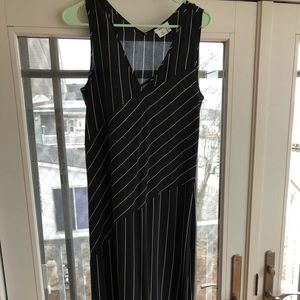 DKNY silk black and white stripe dress